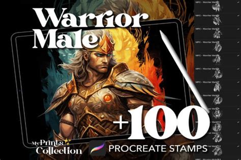 100 Procreate Warrior Male Stamps Graphic By Myprintscollection