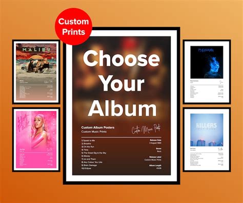 Music Posters Custom Album Posters Choose Your Own Album Etsy