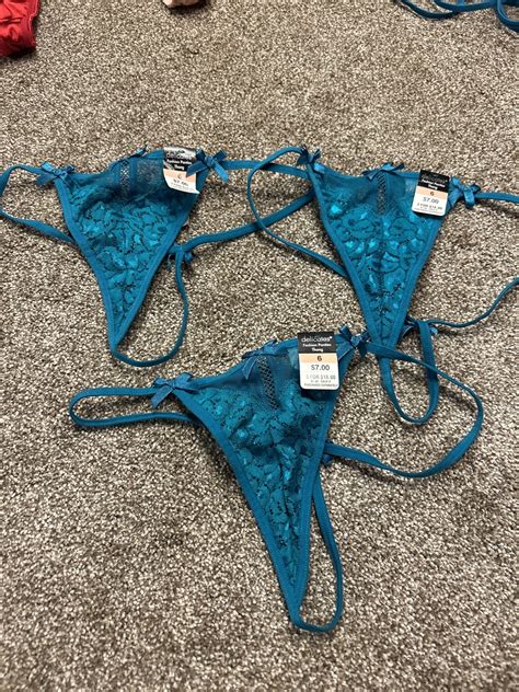 NWT VTG S S Delicates Thong Nylon Bikini G String Gem