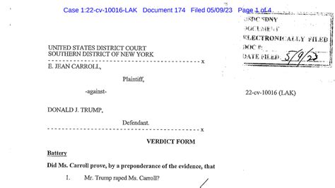 Read The Completed Jury Verdict Form In The Trump Carroll Case The