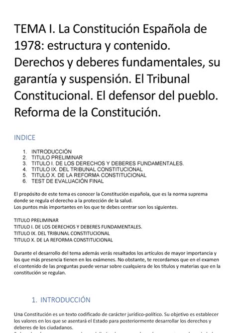 La Constitución Española De 1978 Una Mirada Detallada A Su Estructura