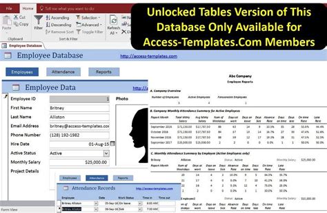 Employee Attendance Tracker For Small Business In Access Inside Small