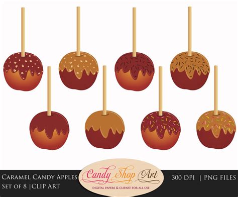 Candy Apple Clip Art, Apple Clipart, Fall Clip Art, Caramel Apple ...