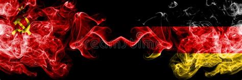 Communist Vs Germany German Abstract Smoky Mystic Flags Placed Side By