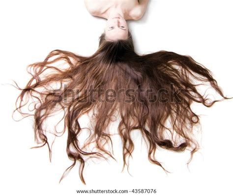 Naked Woman Long Brown Hair On Stock Photo Shutterstock