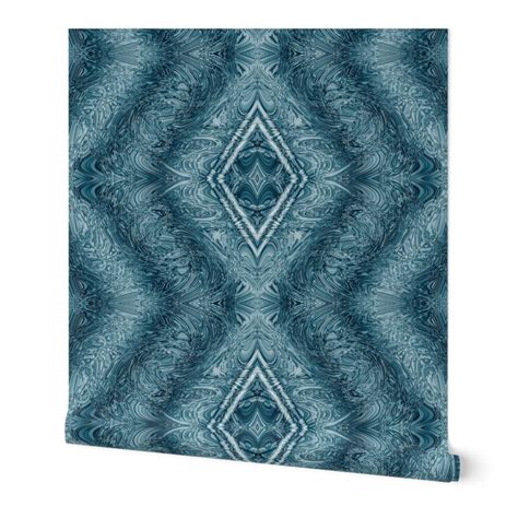 Abstract Shapes And Textures In Teal Wallpaper Spoonflower