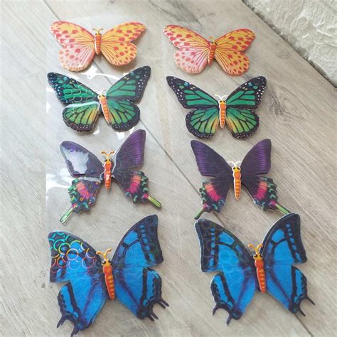 Декоративные Бабочки с голографическим узором Butterfly 3D 8шт/1уп ...