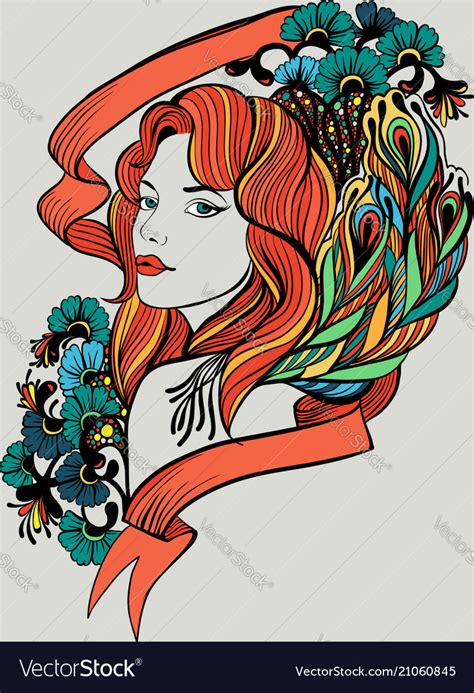 Doodle Woman Portrait Royalty Free Vector Image