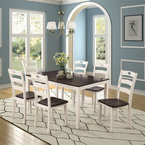 Clearance!White Dining Table Set for 6, Modern 7 Piece Dining Room ...