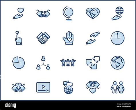 International Day of Human Solidarity Line Vector Icons Set Enthält