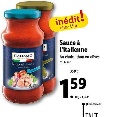 Promo Sauce L Italienne Italiamo Chez Lidl Icatalogue Fr