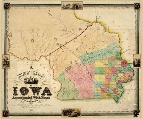 Map A New Map Of Iowa Accompanied With Notes By W Barrows Iowa