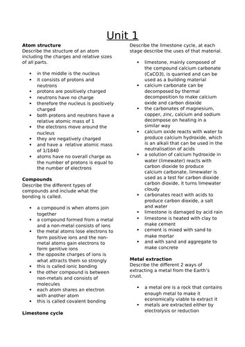 GCSE Chemistry 6 mark answers for Unit 1, 2 & 3 | Teaching Resources