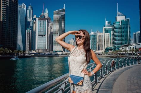 Premium Photo Dubai Travel Tourist Woman On Vacation Walking