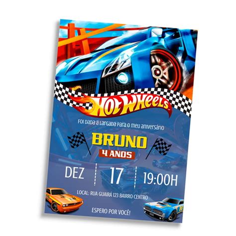Convite Digital Virtual Anivers Rio Hot Wheels Elo