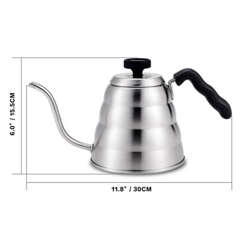 Чайник для кофе с термометром и тонким носиком 1.2 л Черный Pour Over ...