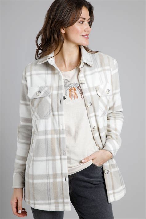 Kendie Oversized Check Fleece Shacket Ecru Weird Fish