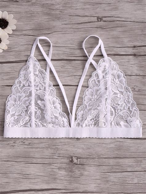 Solid Color Lace Spaghetti Straps Spliced Bra Trendy Fashion Women