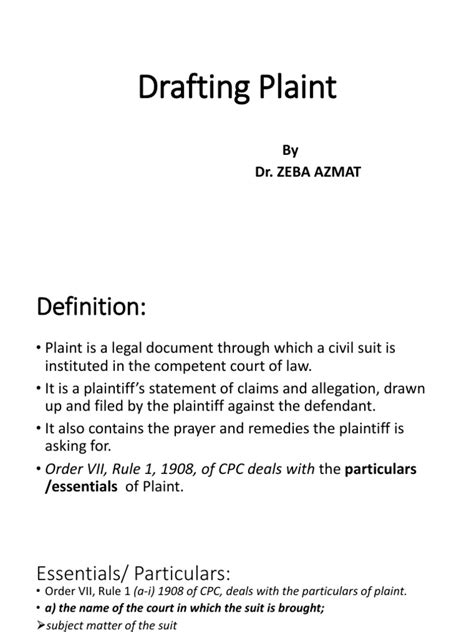 drafting  plaint  lawsuit government
