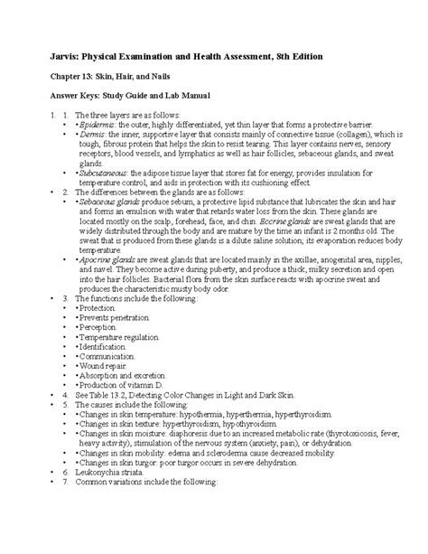 Chapter 13- Skin, Hair, and Nails - Jarvis: Physical Examination and