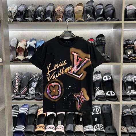 Áo Thun Nam Nữ LV Loang Nâu Trắng Vẩy Sơn Hottt Áo Phông Unisex lv Form Rộng Siêu Hot s