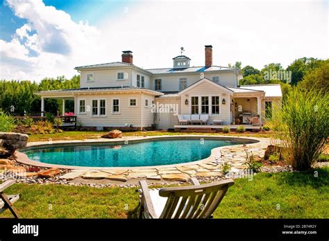 POOL -American country styled farmhouse, whole house tour feature Stock ...