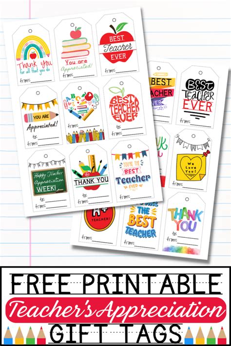 Printable Teacher Appreciation Tags Uk