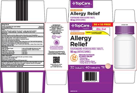 Ndc Package 36800 319 13 Topcare Allergy Relief Tablet Film Coated Oral