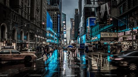 fondos de pantalla nueva york ciudad noche calle edificios lluvia