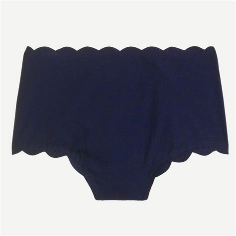 J Crew Swim New Jcrew Size M Scallop Piqu Highwaisted Bikini Bottom In Navy Poshmark