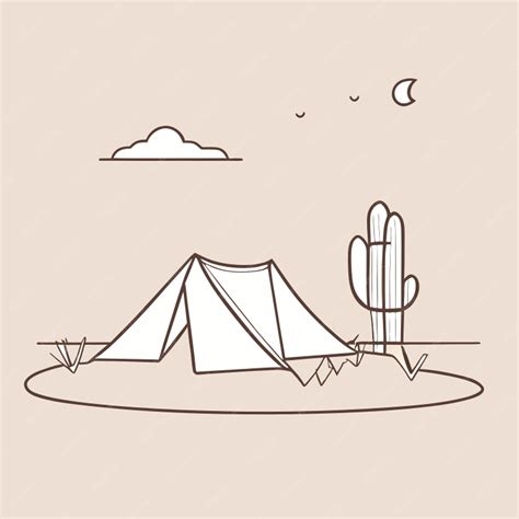 Premium Vector | A tent in a desert with cactus vector illustration