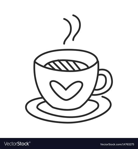 Tea Or Coffee Cup Doodle Hand Drawn Line Vector Image