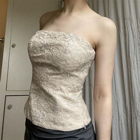 Nude Lace Corset Top Fastens At The Side With A Depop