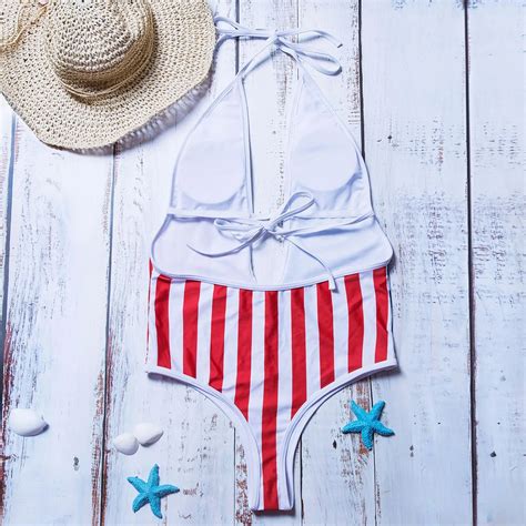 Wholesale Sexy Girl American Flag Bikini One Piece Bikini With Printing