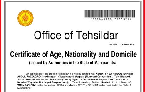 Apply Age Nationality Domicile Certificate In Maharashtra