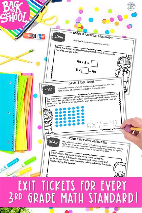 Rd Grade Math Exit Slips Exit Tickets Formative Assessments Rd