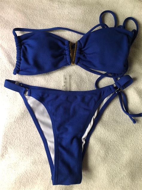 Blue Tie Bikini Swimsuit Set On Carousell