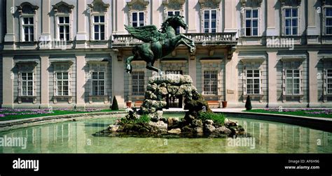 Geography Travel Austria Salzburg Pegasus Fountain In Mirabell