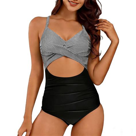BUIGTTKLOP Women's 1 Piece Swimsuits Belly Control Cutout High Waisted
