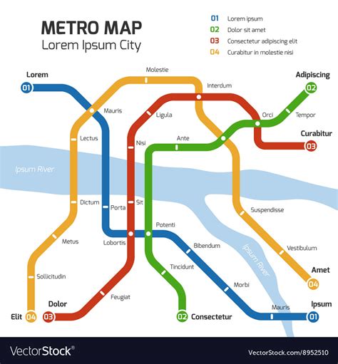 Metro subway map transportation concept Royalty Free Vector