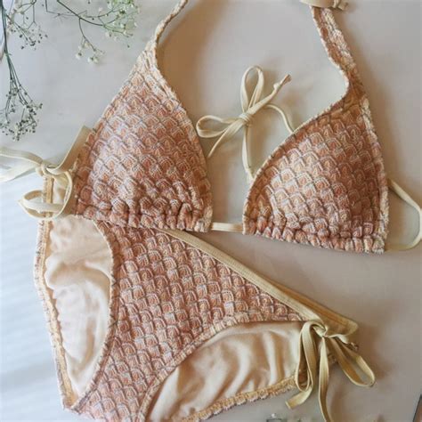 Old Navy Swim Shimmer Scales Triangle String Bikini Set Poshmark
