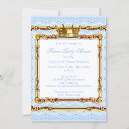 Light Blue Gold White Prince Baby Shower Brunette Invitation Zazzle