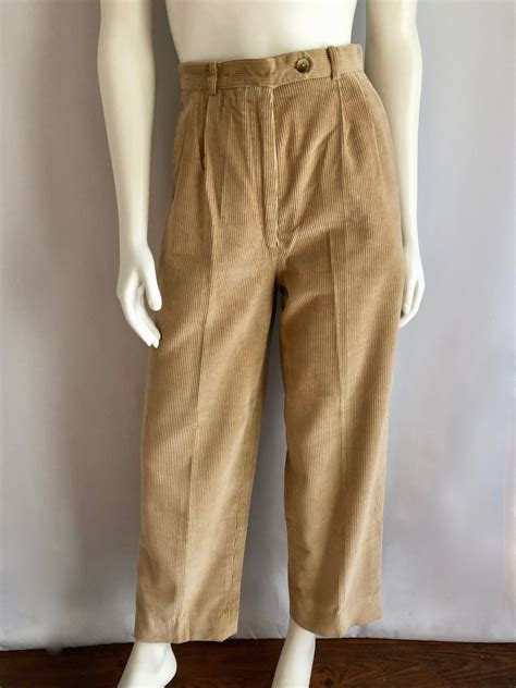 Vintage Women S 80 S Tan Corduroy Pleated Pants Etsy Pleated Pants Vintage Ladies Corduroy