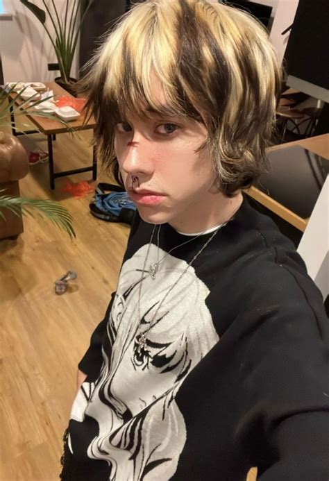 Pin by 𖤐 on archive Blonde hair boy Hair stripes Hair streaks