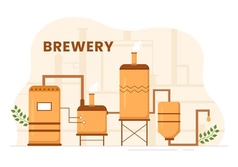 Brewery Production Process With Beer Tank And Bottle Full Of Alcohol