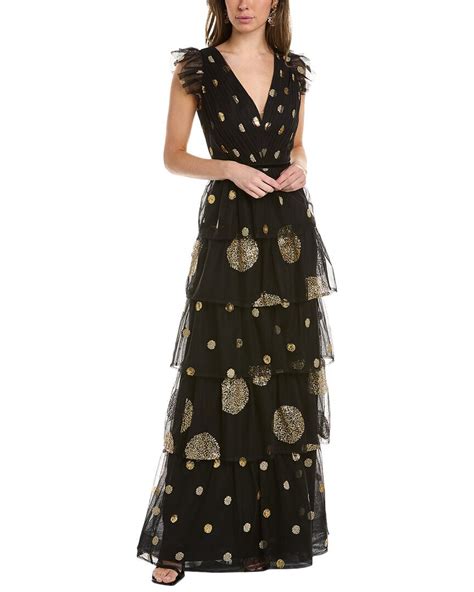 Buy Marchesa Notte Tiered Gown Black At Off Editorialist