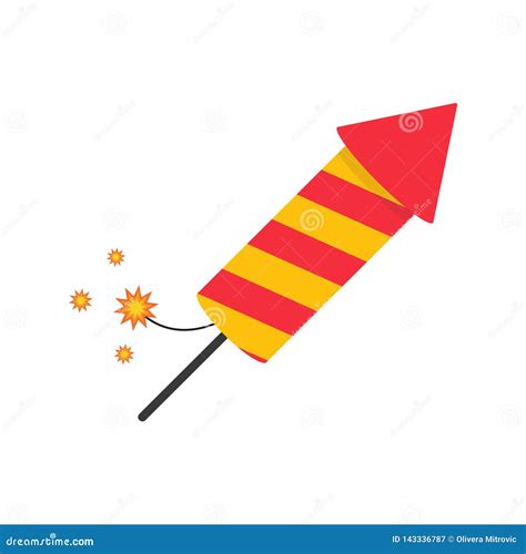 Плоская ракета фейерверка значка Иллюстрация вектора - иллюстрации ...