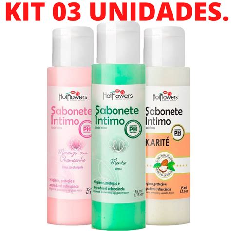 Kit 03 Sabonete Íntimo 35ml Hot Flowers Sexshop Loja Pimenta