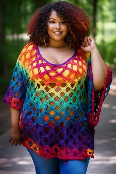 Xpluswear Design Plus Size Beach Casual Multicolor Rainbow Spring