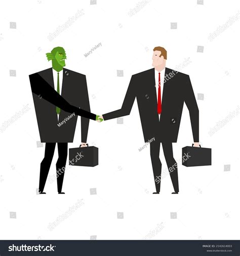 Reptilid Businessman Handshake Conclusion Business Aliens Stock Vector